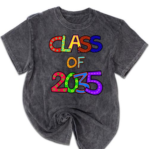 Class Of 2035 Grow With Me Kindergarten Graduation Mineral Wash Tshirts - Best Gift Smart