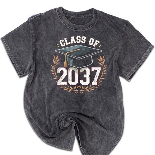 Class Of 2037 Graduation Mineral Wash Tshirts - Best Gift Smart