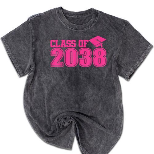 Class Of 2038 Pink Girls Growing Up School Memory Graduation Mineral Wash Tshirts - Best Gift Smart