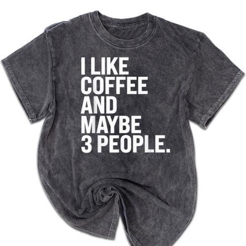 I Like Coffee Introvert Coffee Lovers Sarcastic Humor Mineral Wash Tshirts - Raresse