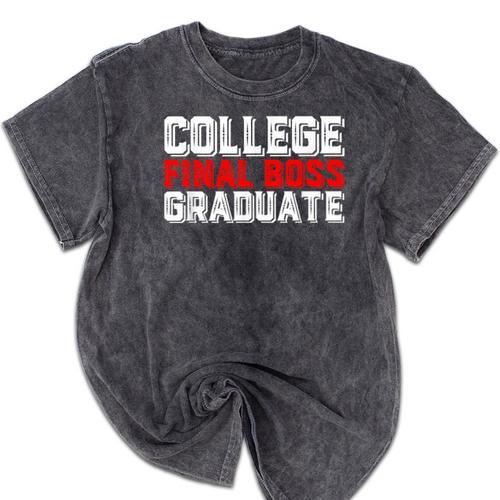 College Final Boss Graduate University Grad Gamer Graduation Mineral Wash Tshirts - Best Gift Smart