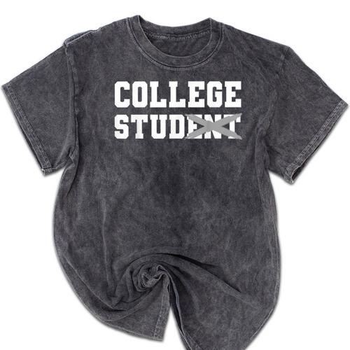 College Stud Student For Men Women Graduation Day Mineral Wash Tshirts - Best Gift Smart