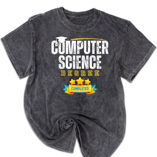 Computer Science Degree Graduation Senior Celebration Grad Mineral Wash Tshirts - Best Gift Smart