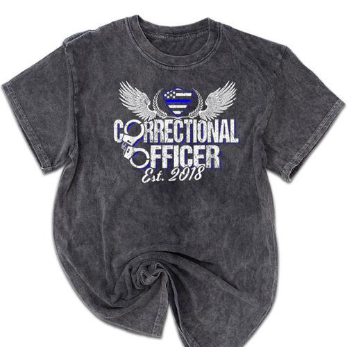 Corrections Officer 2018 Graduation Silver Line T-Shirt Mineral Wash Tshirts - Best Gift Smart
