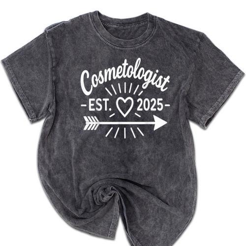 Cosmetology School Graduation 2025 New Cosmetologist Mineral Wash Tshirts - Best Gift Smart
