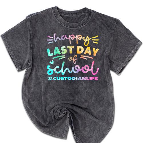 Custodian Life Graduation Day Last Day Of School Tie Dye Mineral Wash Tshirts - Best Gift Smart
