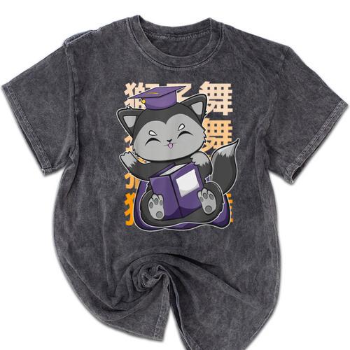 Cute Anime Fox Graduate Of A Class For Graduation Mineral Wash Tshirts - Best Gift Smart