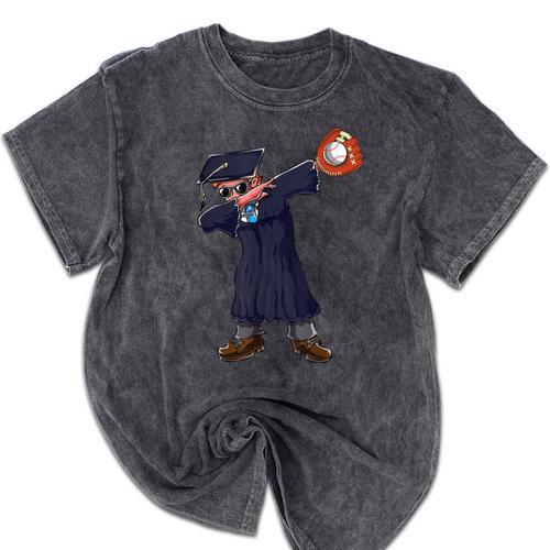 Cute Dabbing Kid Elementary School Graduation Baseball Mineral Wash Tshirts - Best Gift Smart