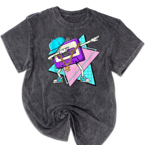Dabbing Cassette Tape 70s 80s 80s Outfit Nostalgia Mineral Wash Tshirts - Figerry
