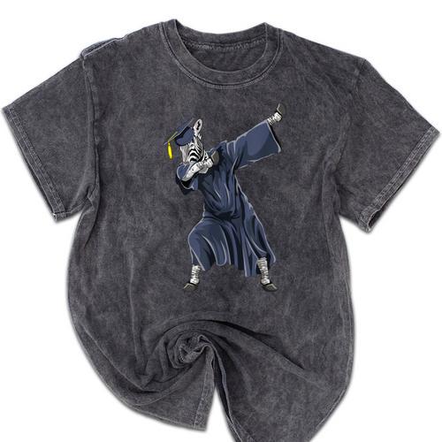 Dabbing Graduate Zebra Team Mascot Graduation Senior Shirt Mineral Wash Tshirts - Best Gift Smart
