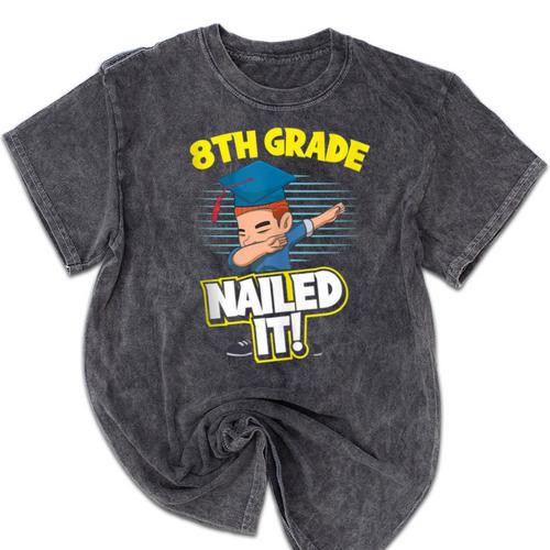 Dabbing Graduation Boy 8th Grade Class Of 2021 Mineral Wash Tshirts - Best Gift Smart