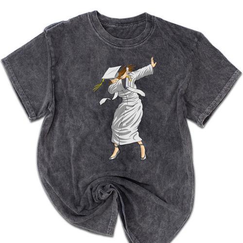 Dabbing Graduation Class Of 2025 Woman Graduation Mineral Wash Tshirts - Best Gift Smart