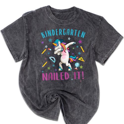 Dabbing Kindergarten Unicorn Graduation Class 2021 Nailed It Mineral Wash Tshirts - Best Gift Smart