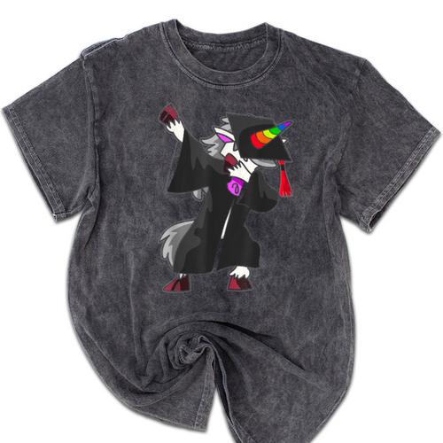 Dabbing Unicorn Cap And Gown Graduate 2021 Graduation Day Mineral Wash Tshirts - Best Gift Smart