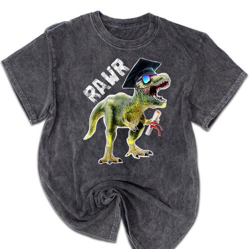 Dinosaur T Rex Rawr Last Day Of School Graduation Shirt Mineral Wash Tshirts - Best Gift Smart