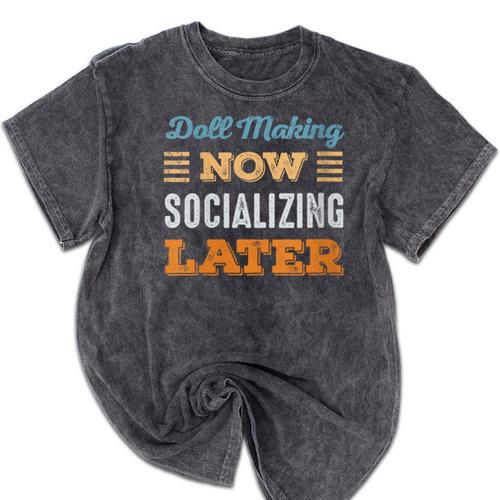Doll Making Now Minimal Socializing Introvert Vintage Mineral Wash Tshirts - Raresse