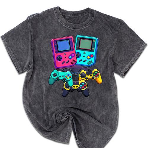 Eighties Console Controller Gaming Player Gadget Nostalgia Mineral Wash Tshirts - Figerry