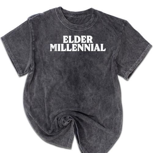 Elder Millennial Retro 90s Nostalgia Mineral Wash Tshirts - Figerry