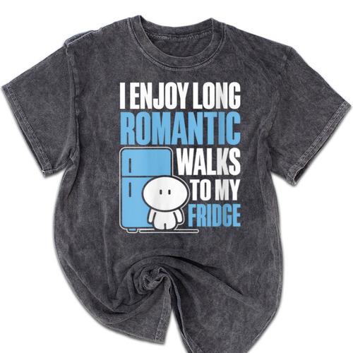 I Enjoy Long Romantic Walks To My Fridge Introvert Mineral Wash Tshirts - Raresse