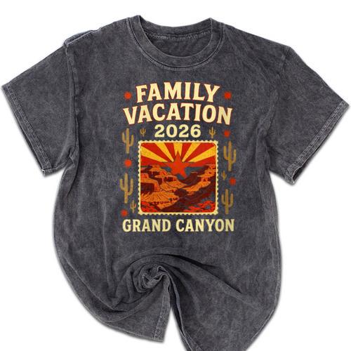 Family Vacation Grand Canyon 2026 Nostalgia Mineral Wash Tshirts - Figerry