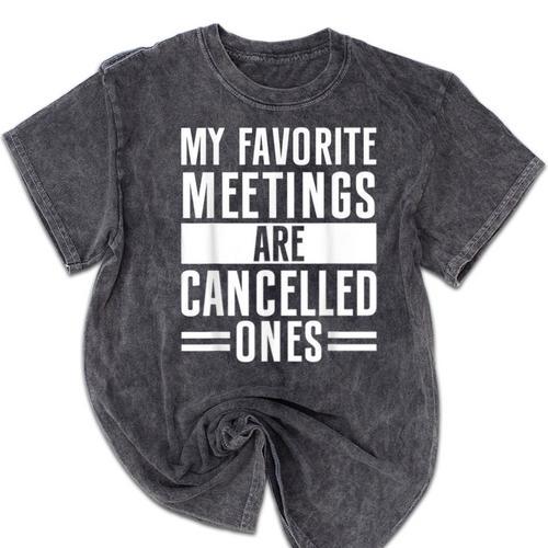 My Favorite Meetings Are Cancelled Ones Introvert Mineral Wash Tshirts - Raresse