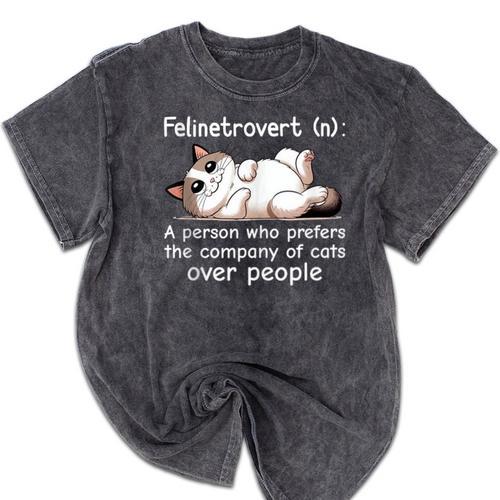 Felinetrovert Definition Cat Lover Introvert Humor Cats Mineral Wash Tshirts - Raresse