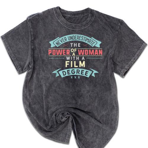 Film Degree Major Shirt Strong Woman Graduation Mineral Wash Tshirts - Best Gift Smart