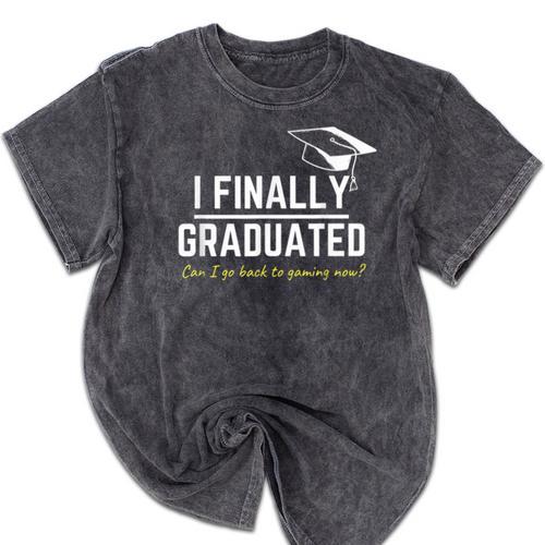 I Finally Graduated Back To Gaming Gamer Graduation Mineral Wash Tshirts - Best Gift Smart