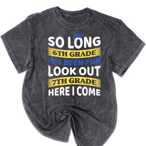 First Day School 7th Grade 6th Grade Graduation Mineral Wash Tshirts - Best Gift Smart