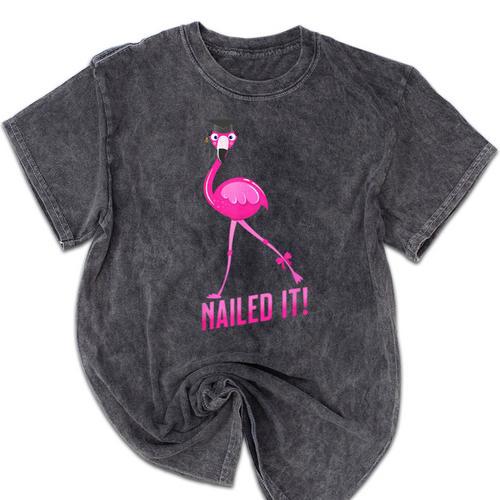 Flamingo Nailed It Graduation Flamingo Mineral Wash Tshirts - Best Gift Smart