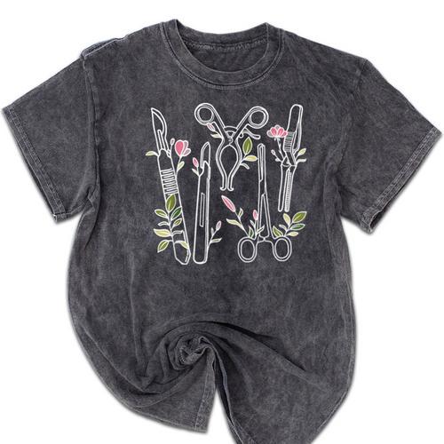Floral Surgical Tech Surgery Medical Med School Graduation Mineral Wash Tshirts - Best Gift Smart