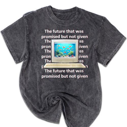 Frutiger Aero Aesthetic Tech The Future That Was Promised Mineral Wash Tshirts - Figerry