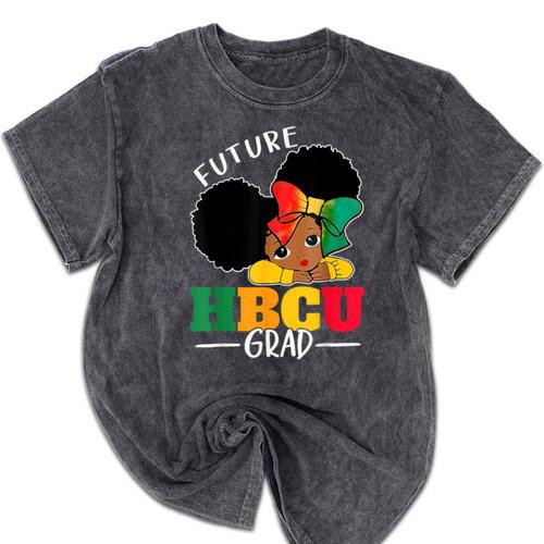 Future HBCU Grad History Girl Graduation HBCU Kids Mineral Wash Tshirts - Best Gift Smart