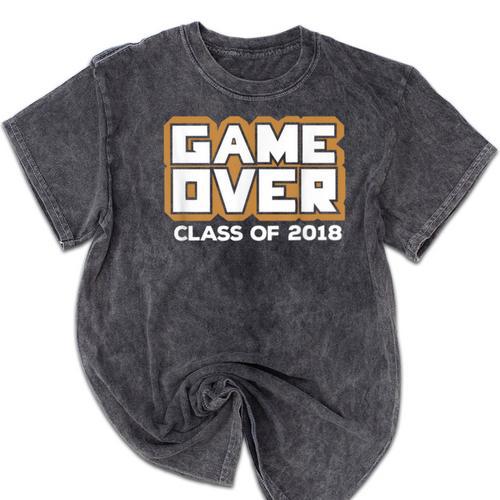 Game Over Class Of 2018 Graduation Shirt Mineral Wash Tshirts - Best Gift Smart