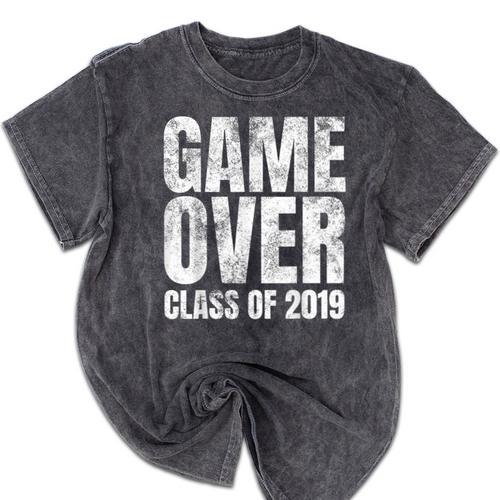 Game Over Class Of 2019 Graduation Senior T-Shirt Mineral Wash Tshirts - Best Gift Smart