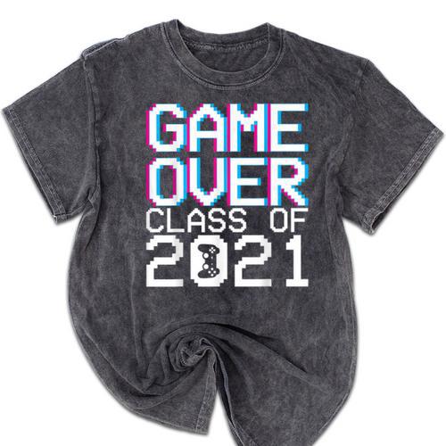 Game Over Class Of 2021 Video Games Graduation Gamer Mineral Wash Tshirts - Best Gift Smart
