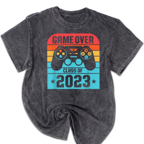 Game Over Class Of 2023 Shirt Students Graduation Mineral Wash Tshirts - Best Gift Smart