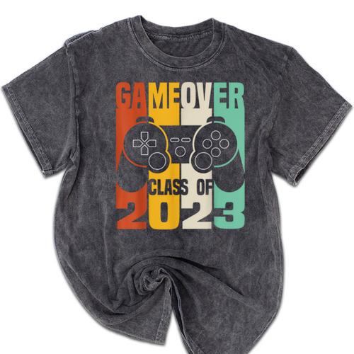 GAME OVER Class Of 2023 Video Games Vintage Graduation Gamer Mineral Wash Tshirts - Best Gift Smart