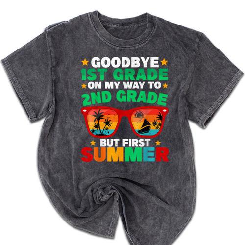 Goodbye 1st Grade First Summer Graduation Last Day Boys Mineral Wash Tshirts - Best Gift Smart