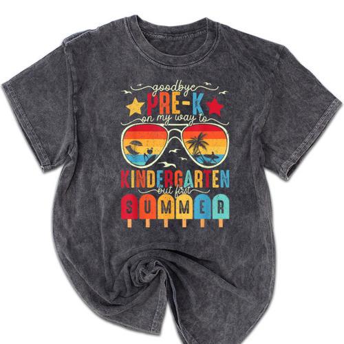 Goodbye Pre-k Graduation Kindergarten Summer Break Graduate Mineral Wash Tshirts - Best Gift Smart