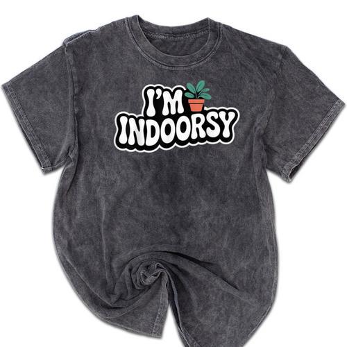 Goth Gardening Introvert Social Battery Outfit Mineral Wash Tshirts - Raresse
