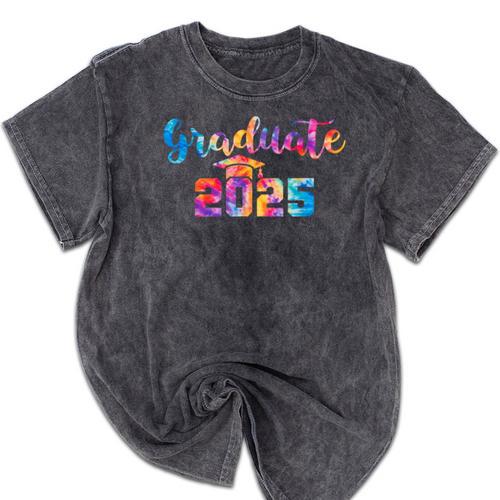 Graduate 2025 Tie Dye Graduation 2025 Class Of 2025 Senior Mineral Wash Tshirts - Best Gift Smart