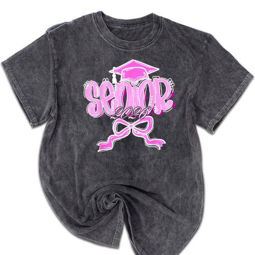 Graduation 2026 Senior 2026 Class Of 2026 Coquette Pink Girl Mineral Wash Tshirts - Best Gift Smart