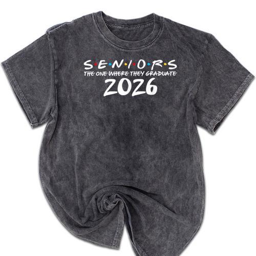 Graduation Announcements 2026 Retro Class Of 2026 Senior Mineral Wash Tshirts - Best Gift Smart