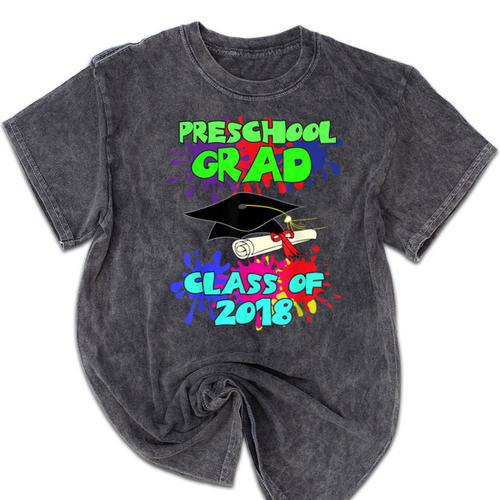 Graduation Class 2018 Cap Gown Shirt Preschool Graduate Mineral Wash Tshirts - Best Gift Smart