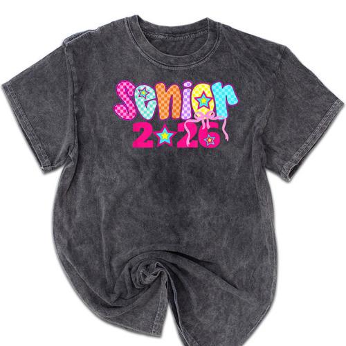 Graduation Class Of 2026 Senior Pink Coquette Bow 2026 Grade Mineral Wash Tshirts - Best Gift Smart