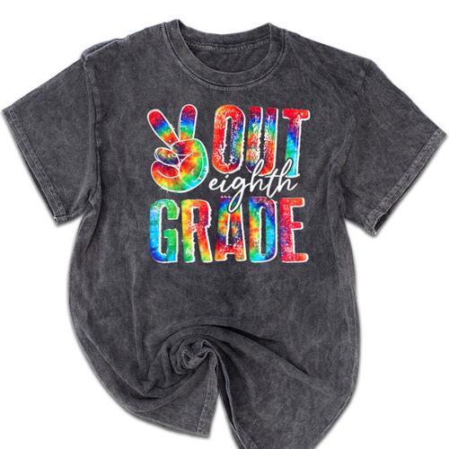 Graduation Peace Sign Out Eighth Grade Tie Dye Hippie Mineral Wash Tshirts - Best Gift Smart