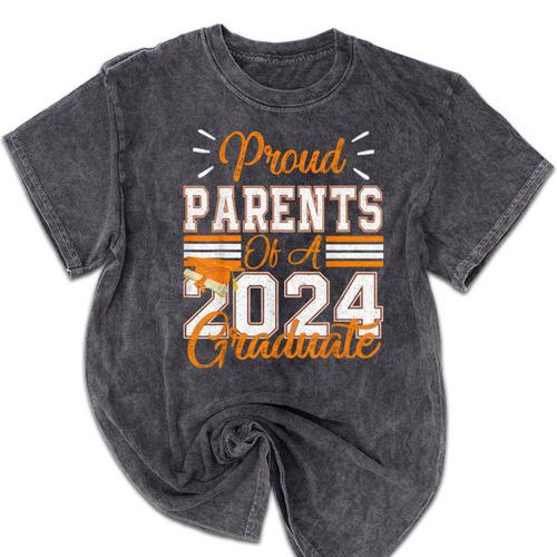 Graduation Proud Parents Of a 2024 Graduate For Mom And Dad Mineral Wash Tshirts - Best Gift Smart