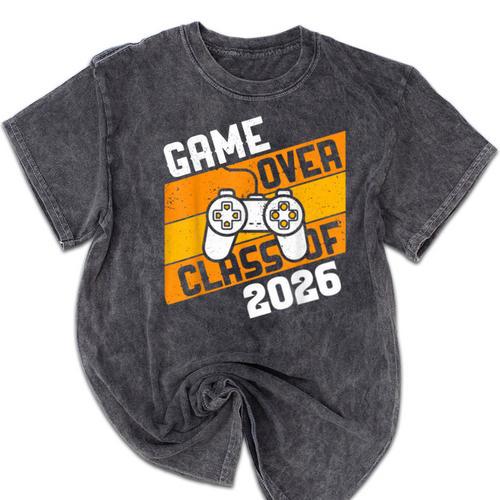 Graduation Video Gamer Game Over Class Of 2026 Senior Mineral Wash Tshirts - Best Gift Smart