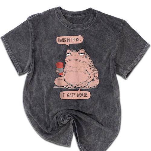 Hang In There It Gets Worse Introverts Anti Valentines Day Mineral Wash Tshirts - Raresse